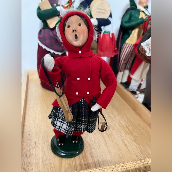 Byers choice set of 3. Two child skaters and one adult female. All in red. - Picture 4 of 7